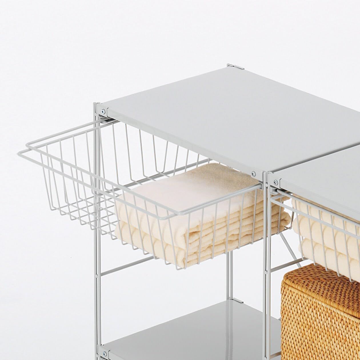 無印良品 スチールユニットシェルフ ワイド 中 ライトグレー ワイヤーバスケット Amazon｜無印良品 スチールユニットシェルフ・追加用ワイヤー