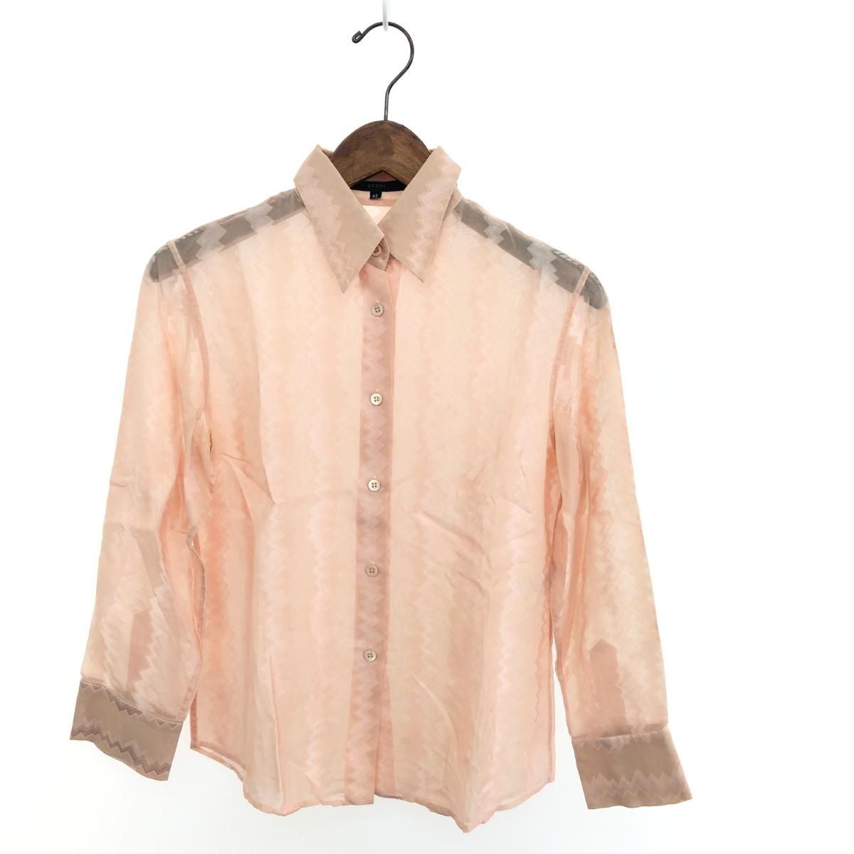 『N』【美品】GUCCI - 総柄シルクシャツ ベージュ GUCCI - GUCCI グッチ 22AW GG総柄 シルク半袖オープンカラー