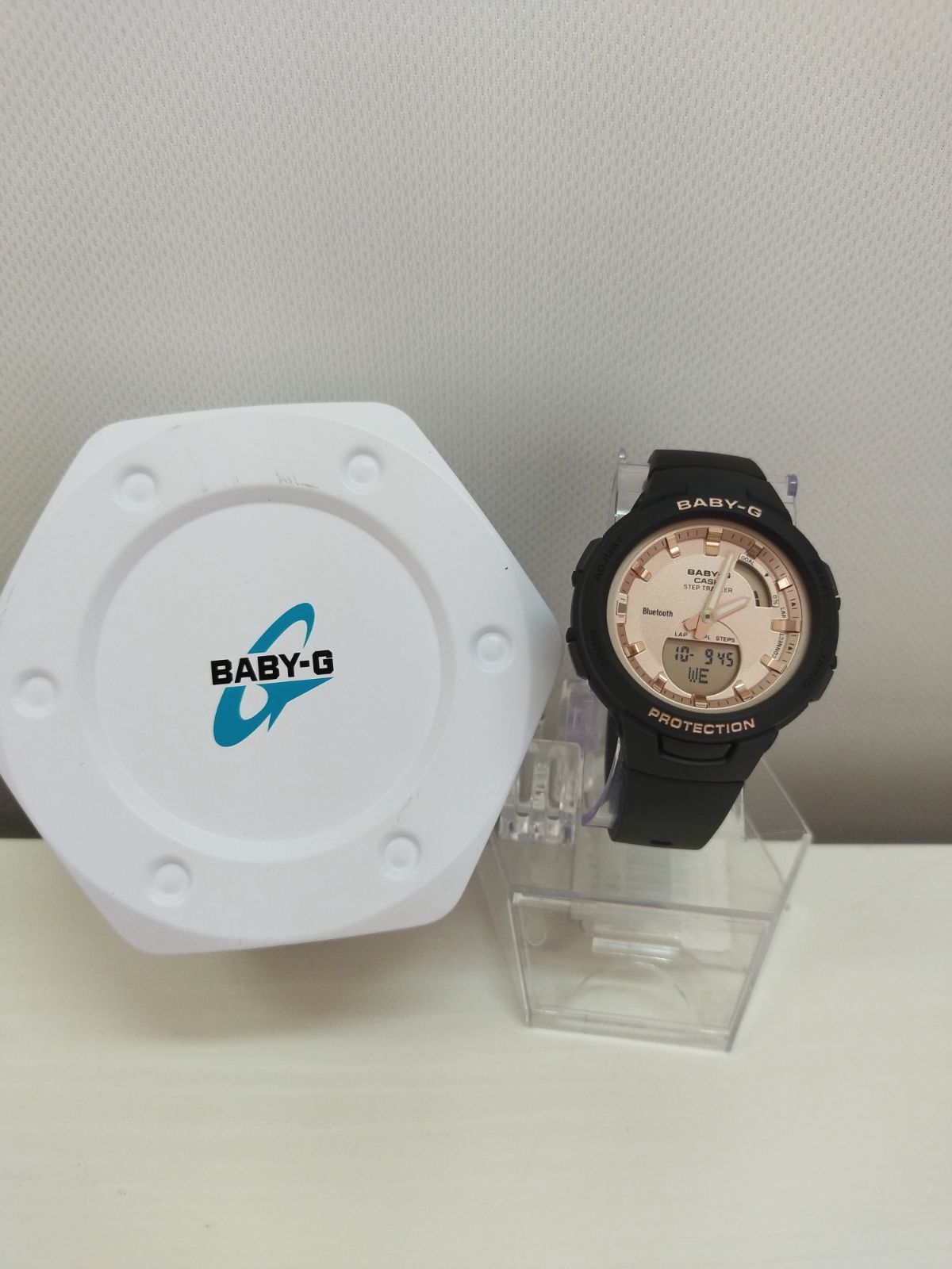 L02011□1003 海外限定カラー CASIO カシオ Baby-G ベビ－G G-SQUAD ジースクワッド Bluetooth   腕時計 ピンクゴールド×ブラック BSA-B100MF-1A