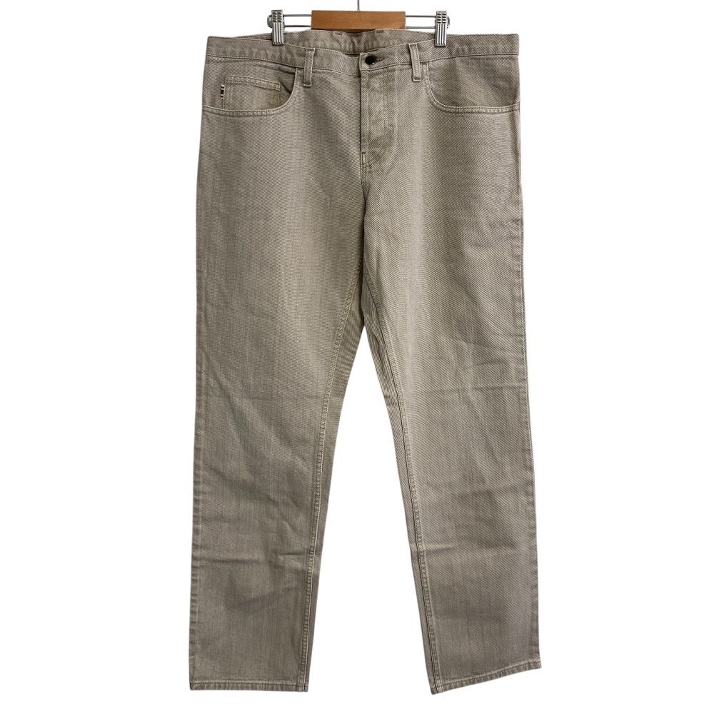 美品 GUCCI グッチ ボタンフライ low waist スエードレザーパッチ ジーンズ デニムパンツ 52 ベージュ系 メンズ 古着 中古 USED