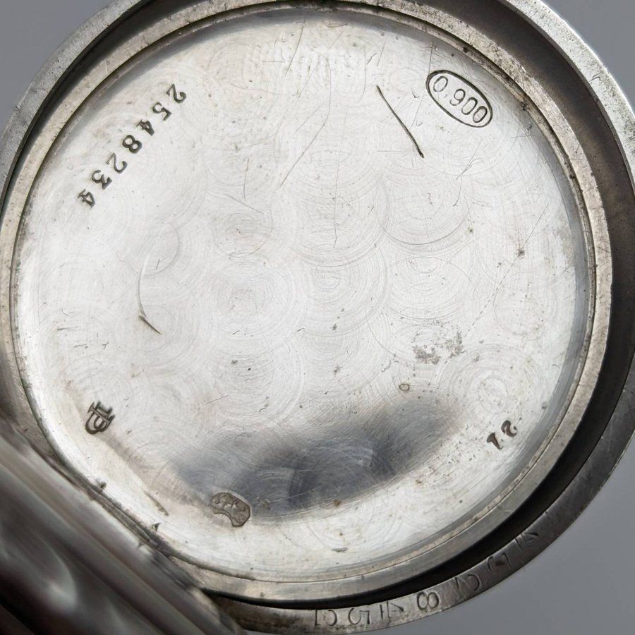 1911年頃 アンティーク ロンジン 懐中時計 彫刻銀側オープンフェース 動作良好