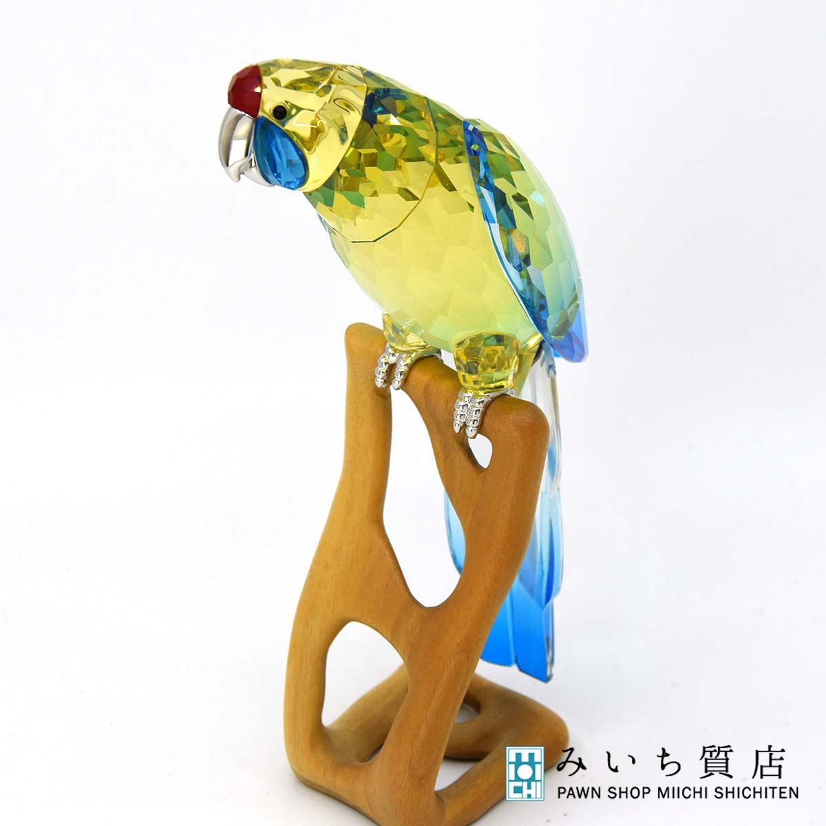 置物 スワロフスキー グリーンロゼラ インコ クリスタル 901601 