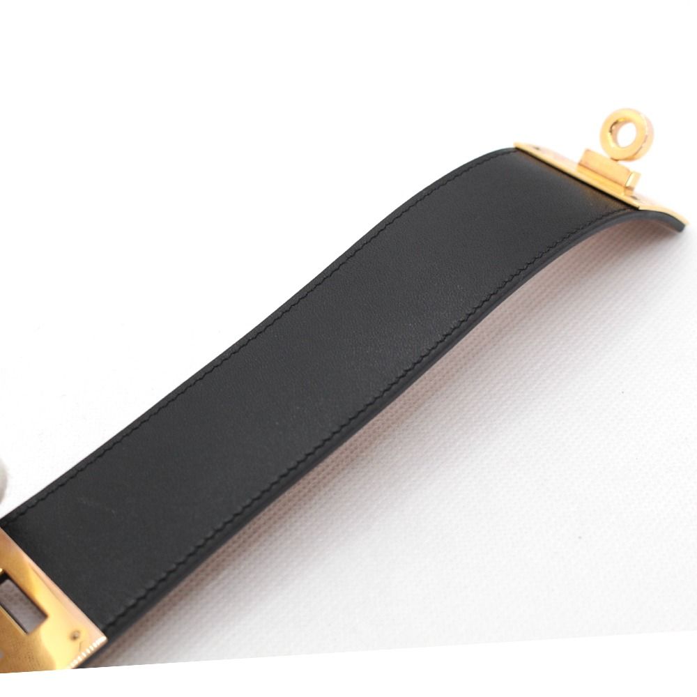 HERMES ケリードッグ　バングル　レザー　ブラック エルメス ケリードッグ バングル ブラック系 ユニセックス エルメス