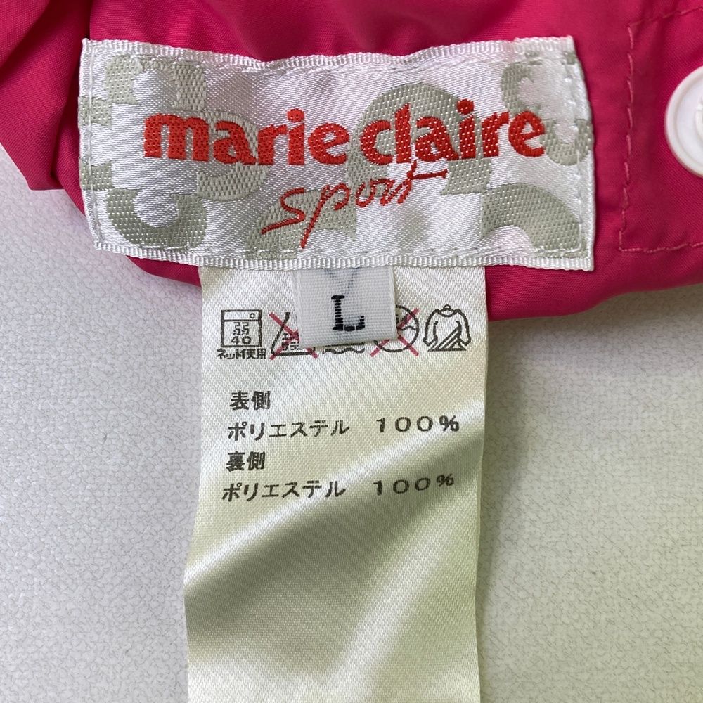 美品✨マリクレール ゴルフ ナイロンジャケット 千鳥柄 ロゴチャーム 刺繍 XL サイズ：L marie claire sport マリクレール スポール
