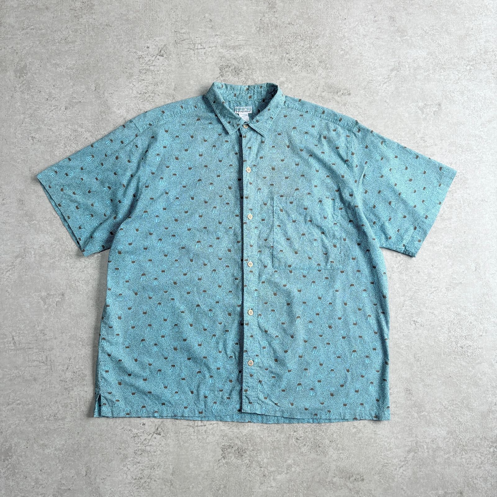 90s 1991年製 patagonia A/Cshirt Cotton Short sleeve shirt 【blue
