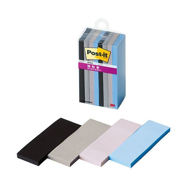 3Mポスト イット 強粘着ふせん マルチ 9 75×25mm 4色 500SS-MC-91セット 80冊 8冊×10パック