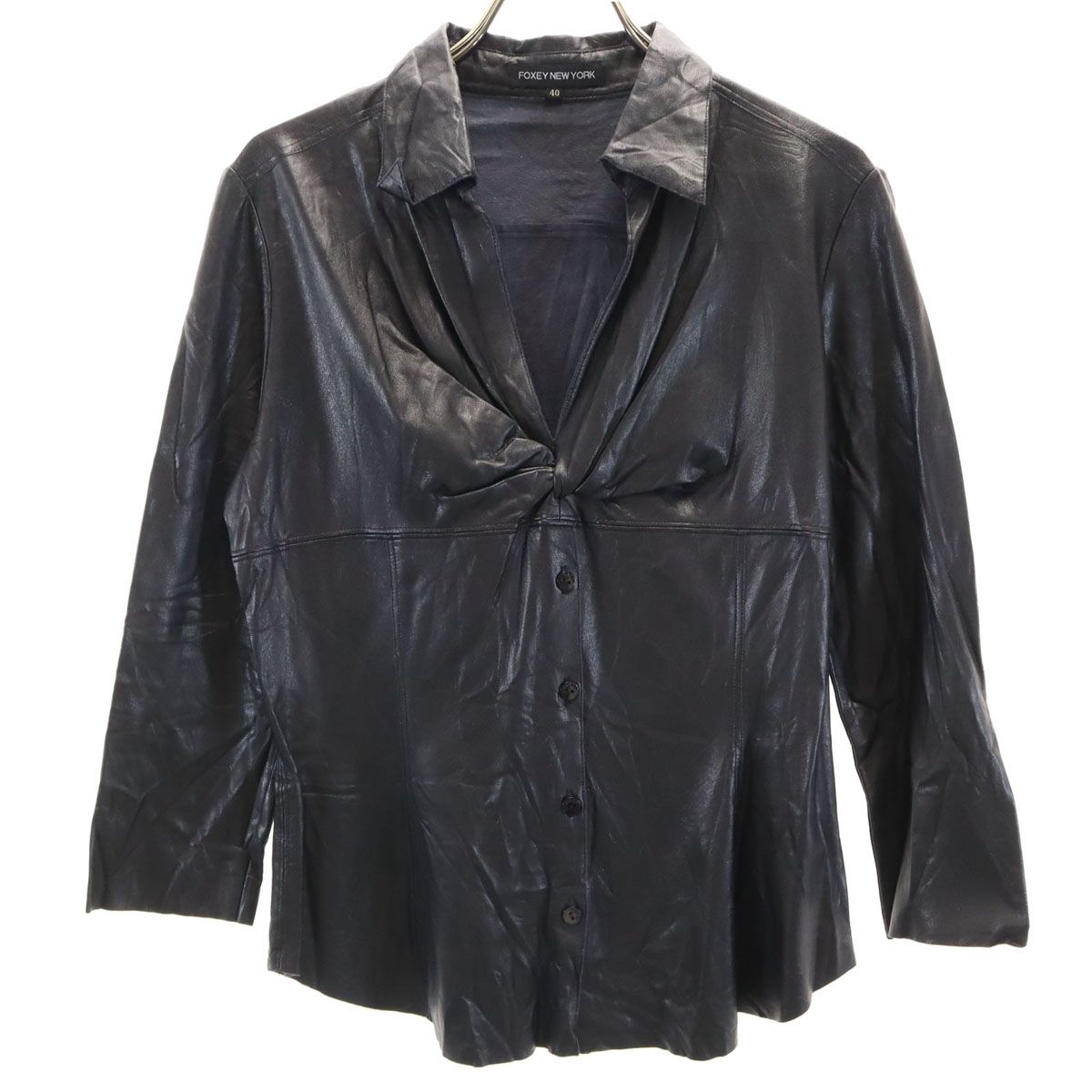 FOXEY NEW YORK フォクシーニューヨーク 長袖 フェイクレザー シャツ 