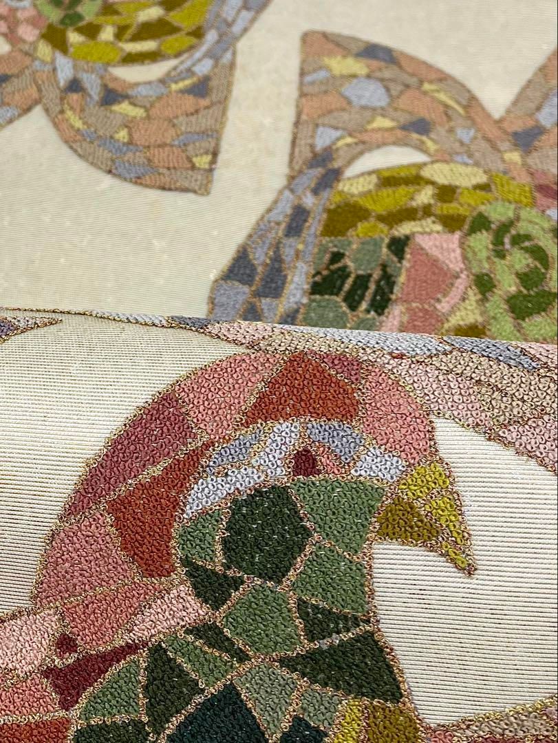 相良刺繍 袋帯 鳥 金糸 正絹 お太鼓柄 Q1188 - メルカリ