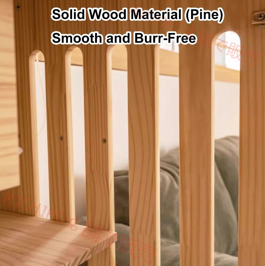 ロック なドアと車輪付き屋内猫囲い