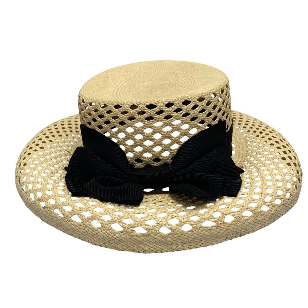 CA4LA カシラ POLKA DOT パナマハット ONM01713 べージュ×ブラック レディース 古着