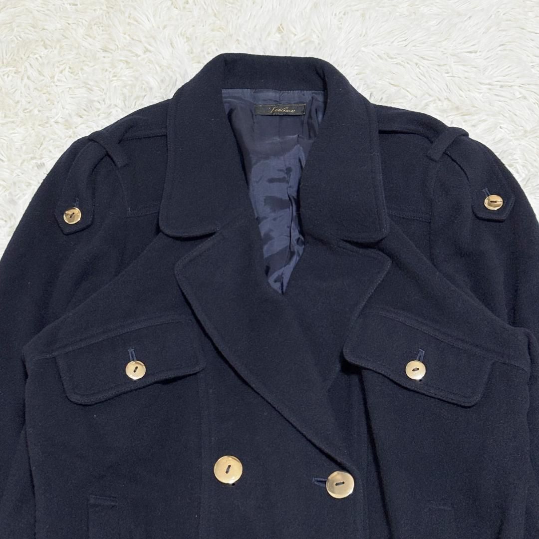 Leilian ダブルボタン ウールジャケット ネイビー