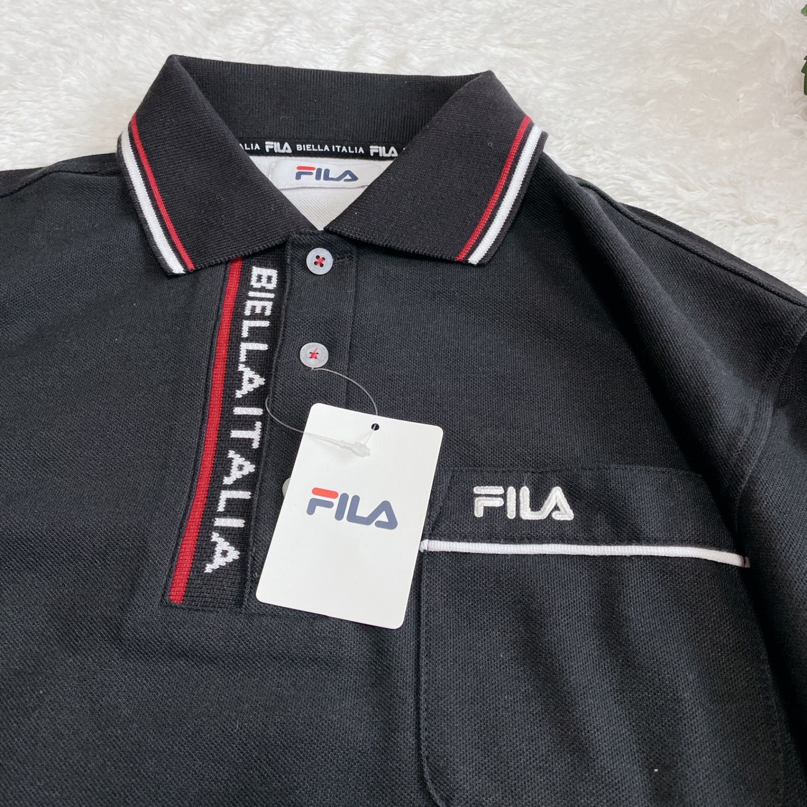 絶妙なデザイン FILA GOLF メンズ ゴルフウェア 黒 長袖ハーフジップ シャツ 3L