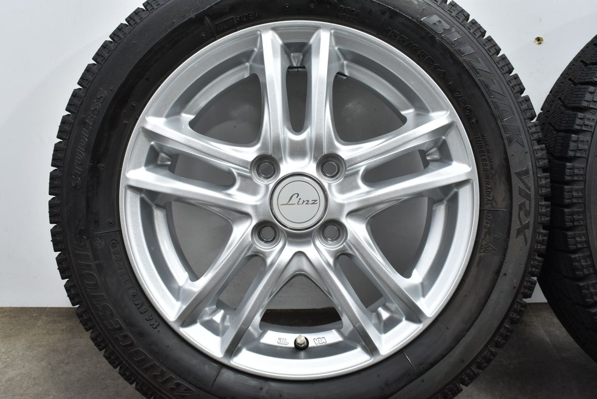 バリ溝】Linz 14in 4.5J +45 PCD100 ブリヂストン ブリザック VRX 155 