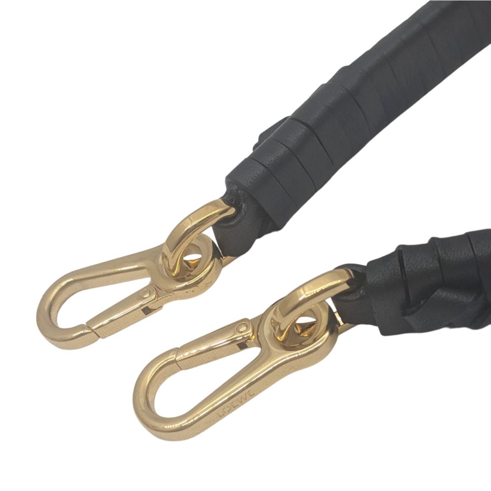 【くろ】ロエベ ウーブン スパイラル ストラップ　ブラック ウーブン スパイラル ストラップ（クラシックカーフ） ブラック