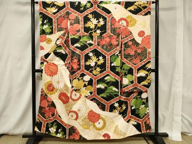 豪華 牡丹の花模様 金駒刺繍 刺繍 金彩 白 紫 袷 正絹 振袖 着物 14 平和屋着物□豪華振袖 駒刺繍 草花文 金彩 正絹 逸品 DAAT8972zy