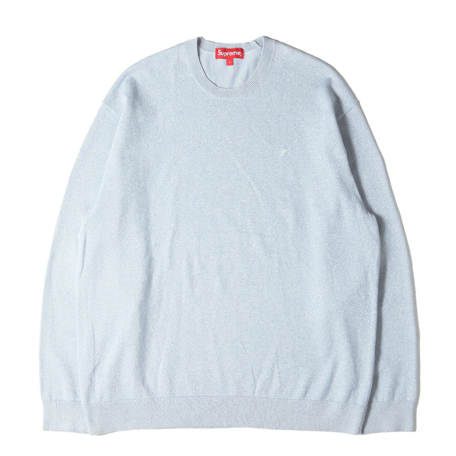 【美品】Supreme シュプリーム ニット サイズ:L / 23SS メタリック ラメ ニット トップ (llic LS Top) / ライトスレート / トップス セーター プルオーバー【メンズ】【】
