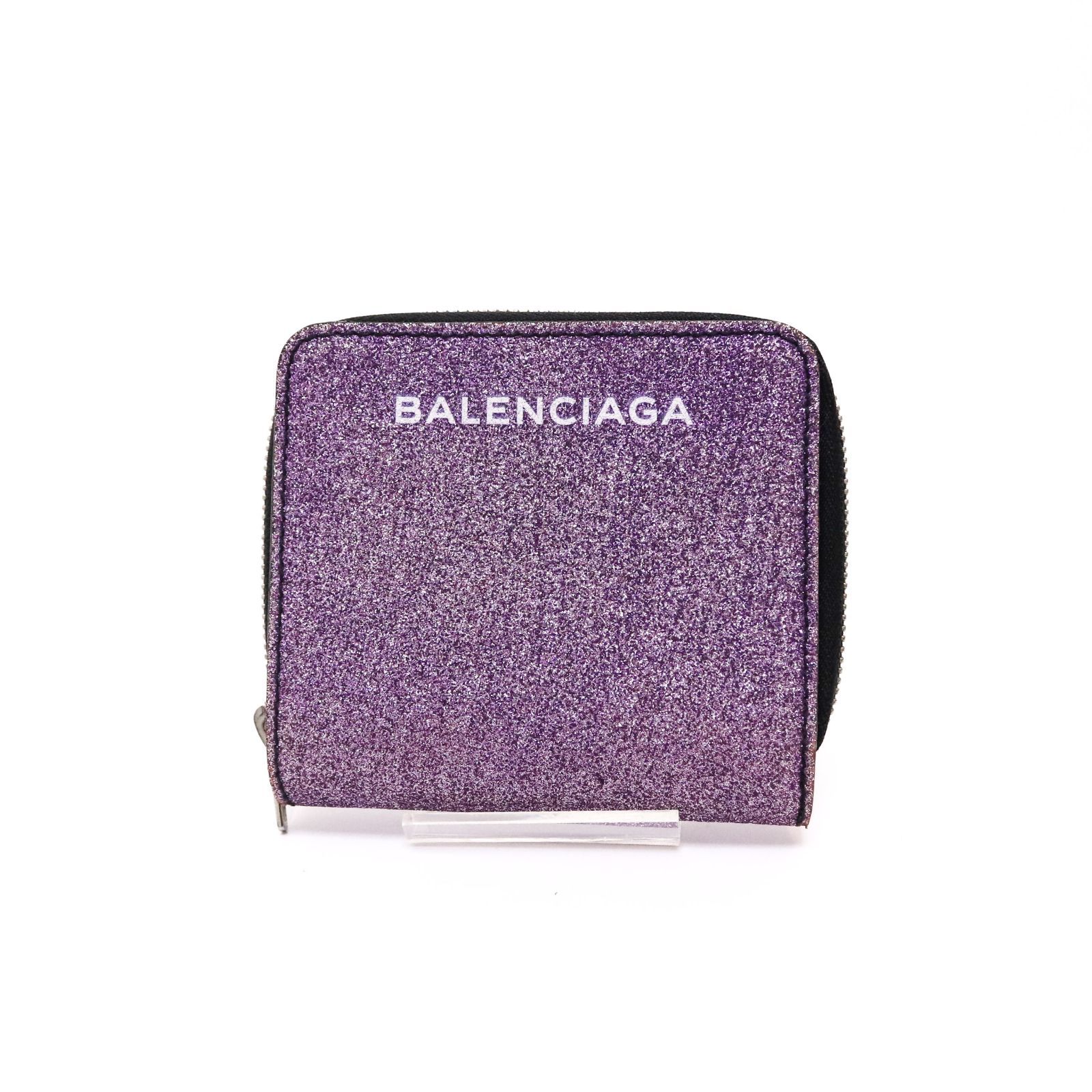 クリーニング済み】BALENCIAGA 三つ折財布 パープル紫