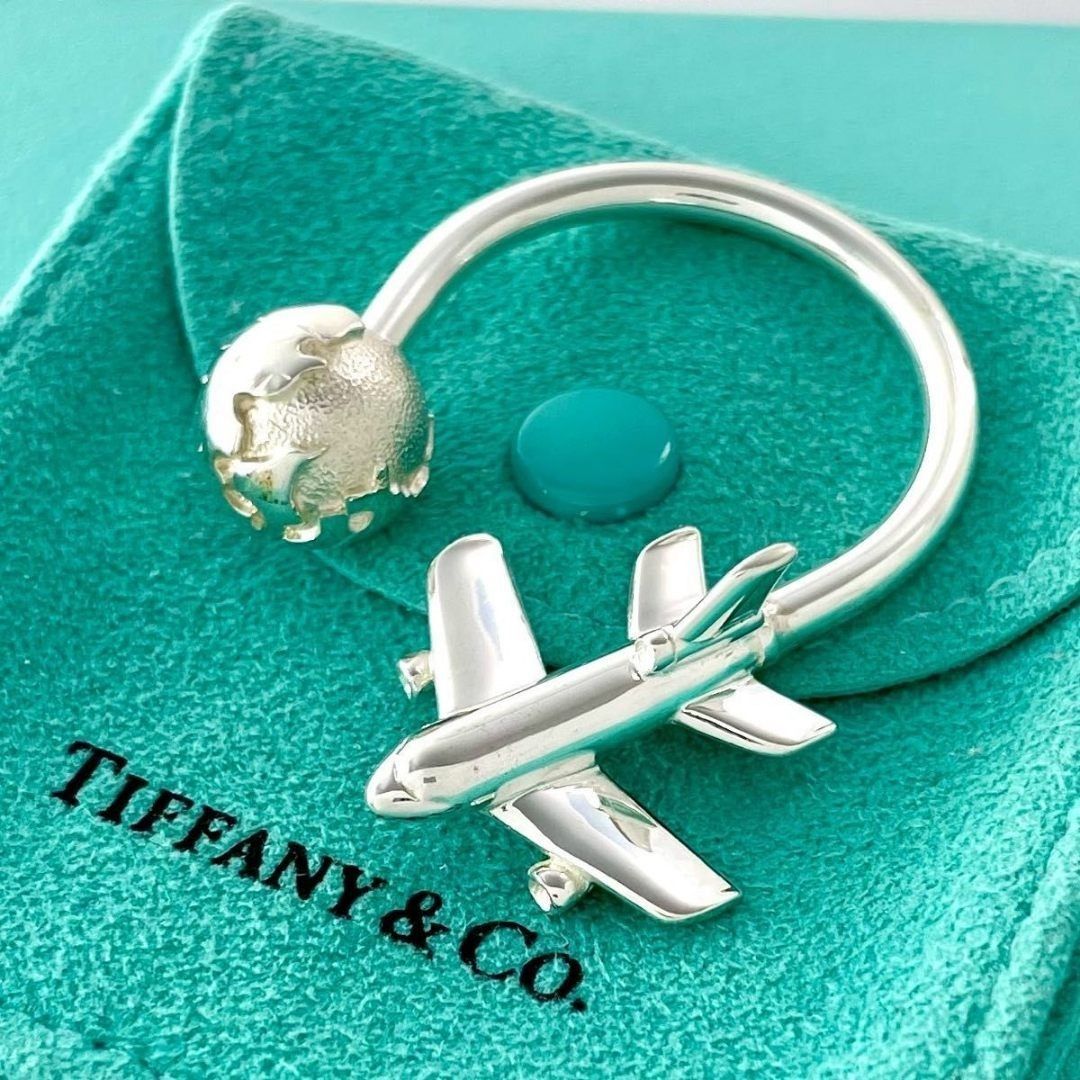 ティファニー 希少 飛行機 地球儀 キーリング キーホルダー 925 TH2fe