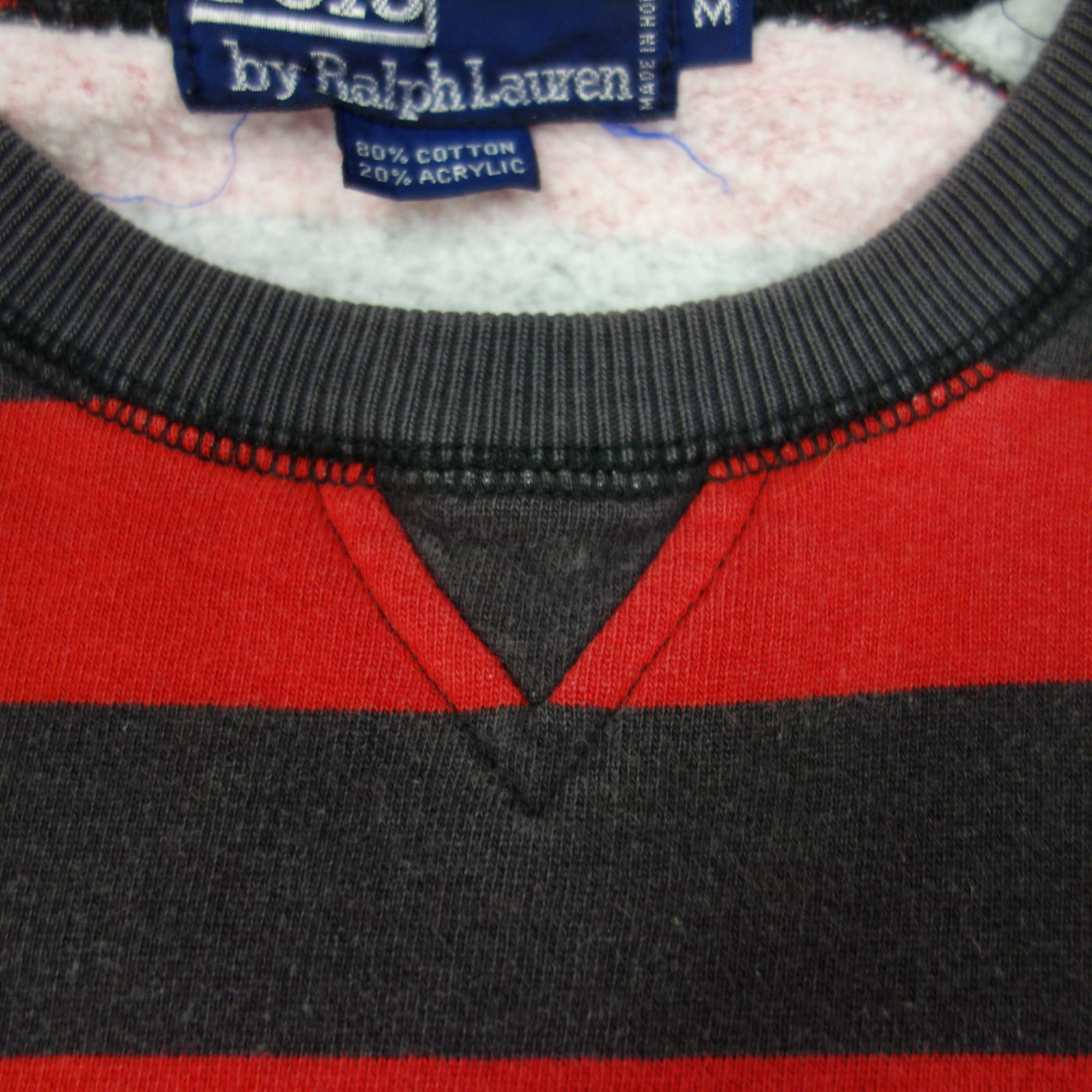 90s Vintage US古着☆Ralph Lauren 長袖スウェット ボーダー 前V 香港