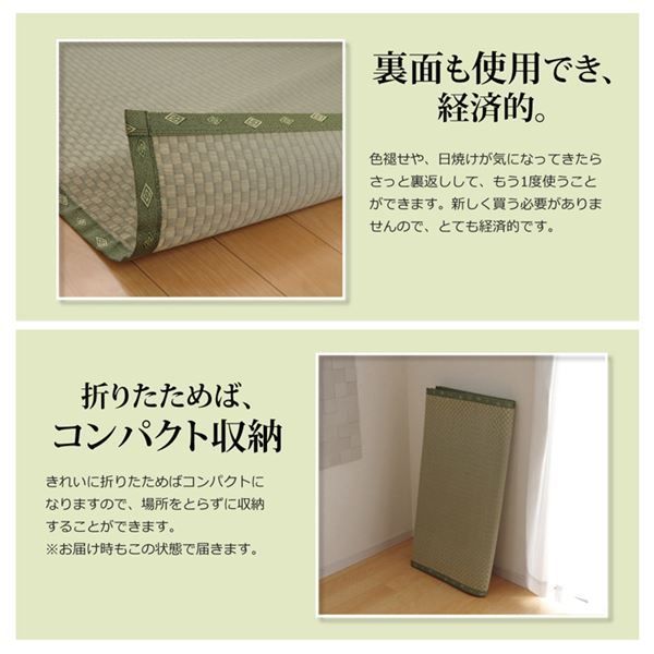 い草 上敷き/ラグマット 日本製 抗菌防臭 耐久性抜群 熊本県八代産イ草使用 〔リビング〕 い草 上敷き&frasl;ラグマット 双目織 約176×176cm 〔江戸 アジアン