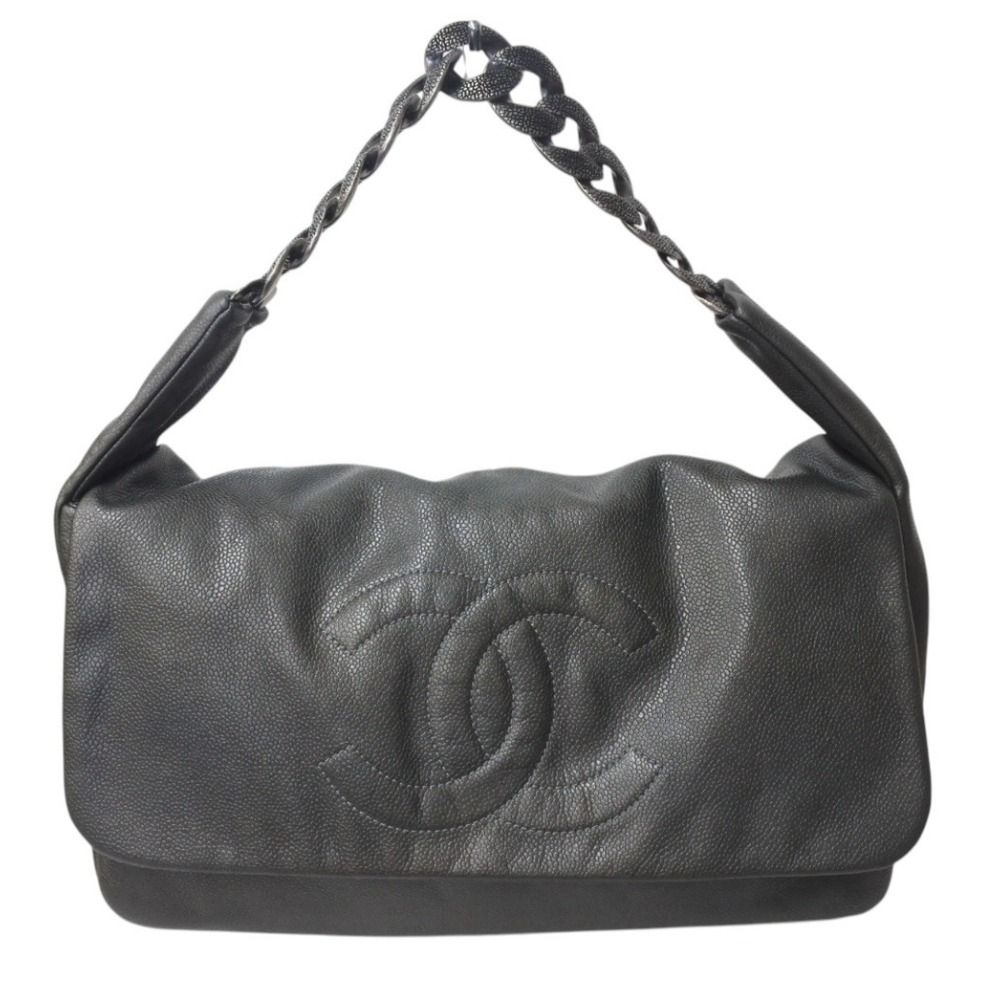 CHANEL シャネル ショルダーバッグ チェーンショルダーバッグ ワンショルダー グレー ソフトキャビアスキン シルバー金具