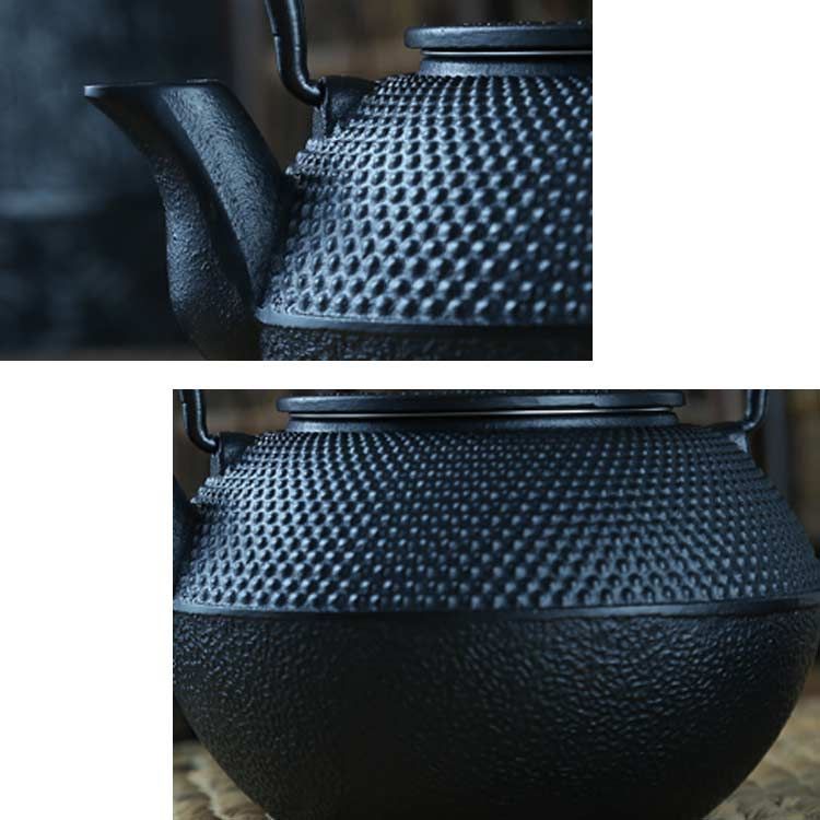 鉄瓶 やかん アラレ紋 黒焼付 直火 IH対応 1800ml 大容量 鉄分摂取 茶器 茶道具 煎茶道具 湯沸かし 紐ハンドル 結婚 出産 内祝い 引き出物 金婚式 誕生日プレゼント 還暦祝い 退職 定#erika7643