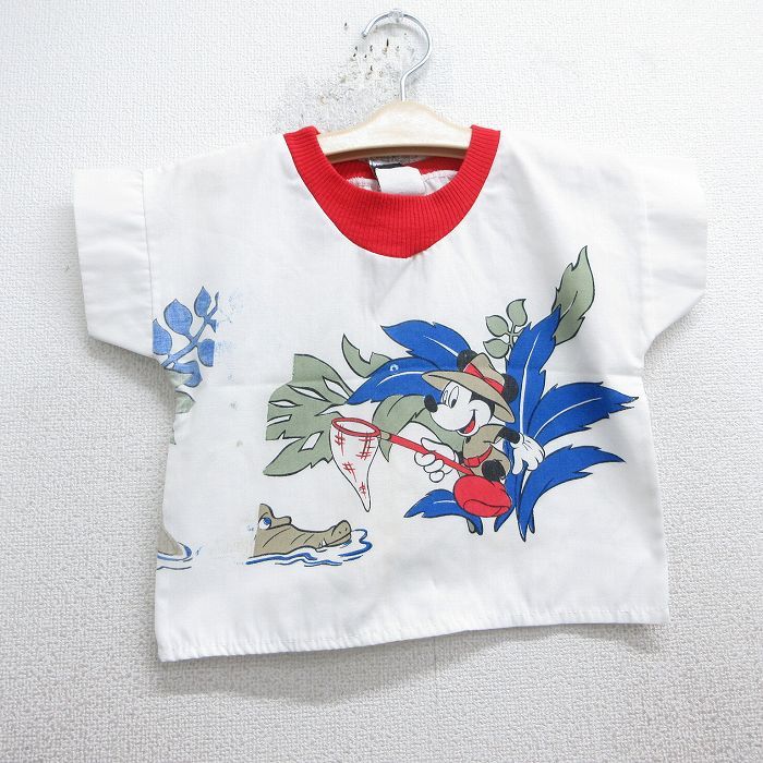 古着 半袖 ビンテージ Tシャツ キッズ ボーイズ 子供服 80s ディズニー ミッキー クルーネック 白 ホワイト spe 25may07