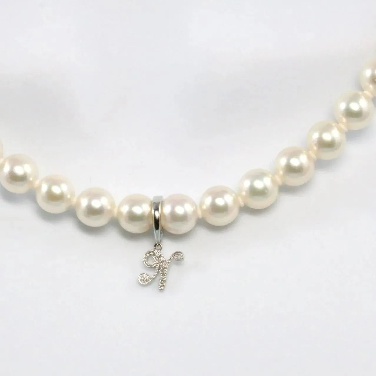 アコヤ本真珠 一連ネックレス シルバー留め具 SILVER刻印　差し込み式 アコヤ本真珠 一連ネックレス シルバー留め具 SILVER刻印