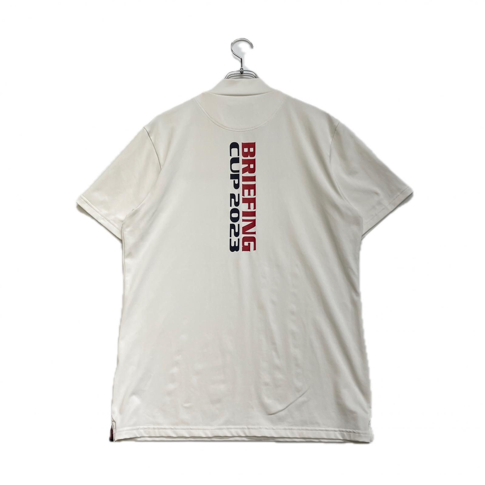 メンズ ブリーフィング BRIEFING 半袖シャツ L 白 ホワイト モックネック ストレッチ