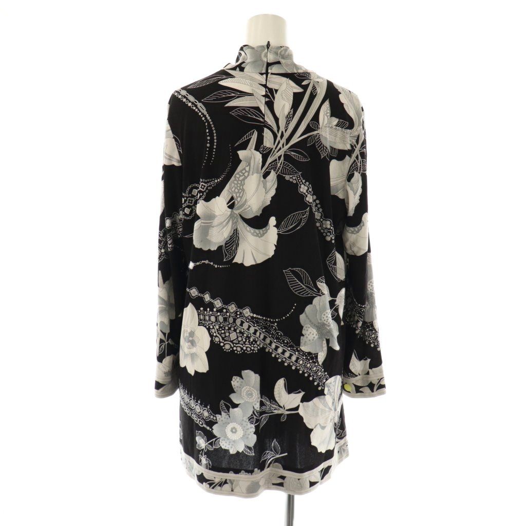 レオナール LEONARD ファッション FASHION カンカン素材 花柄 ハイネックチュニック 長袖 42 ブラック HK OS