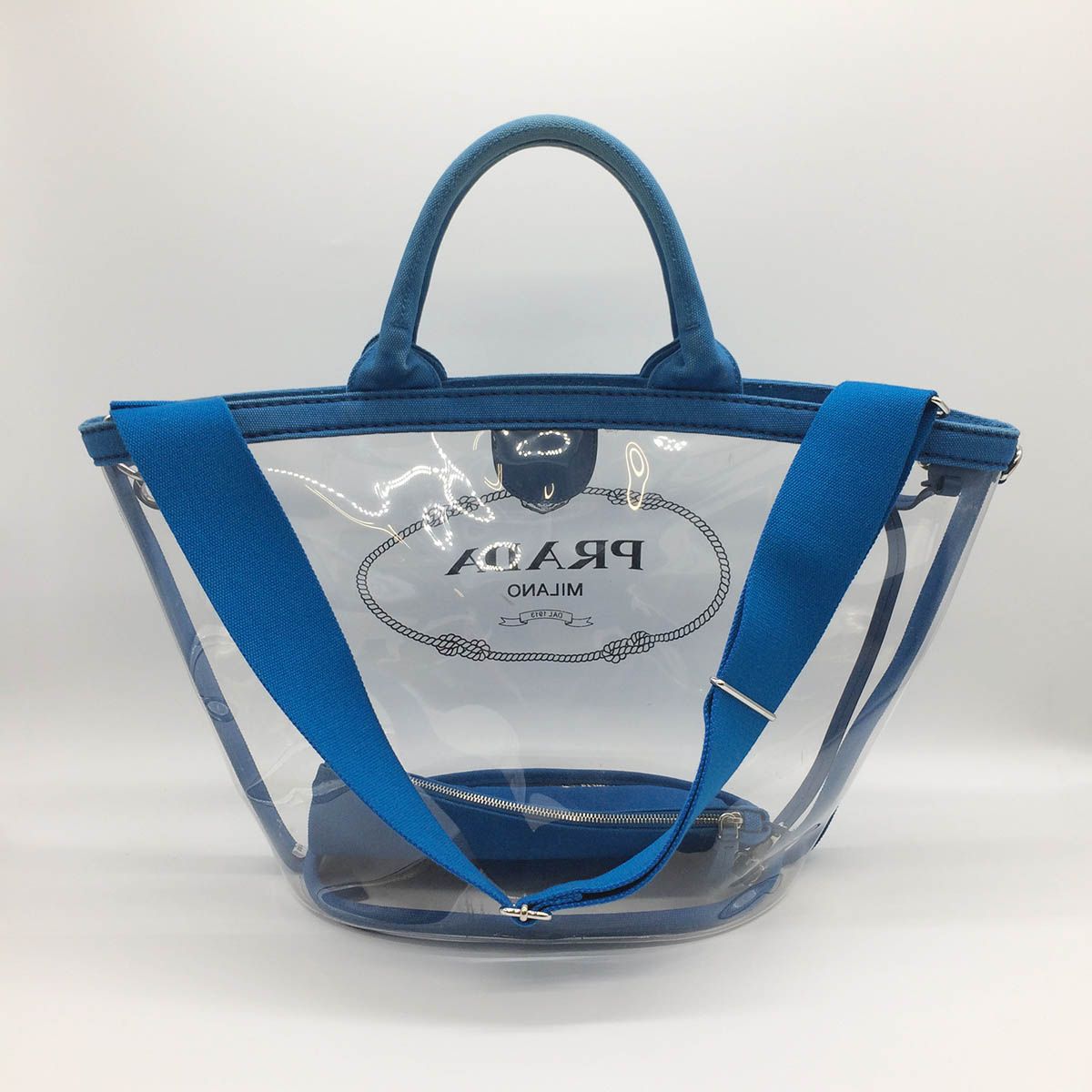 PRADA プラダ プレックス カナパ クリア 2way ショルダーバッグ ブルー