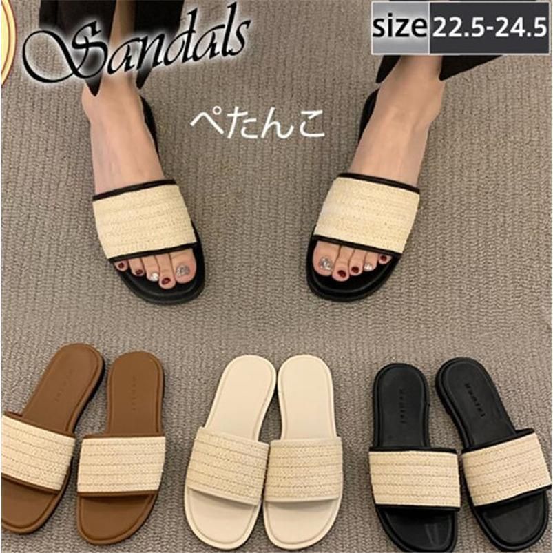 ぺたんこ サンダル レディース フラット ミュール ローヒール ファション 軽量 歩きやすい トレンド 旅行 カジュアル 春夏 おしゃれchen01
