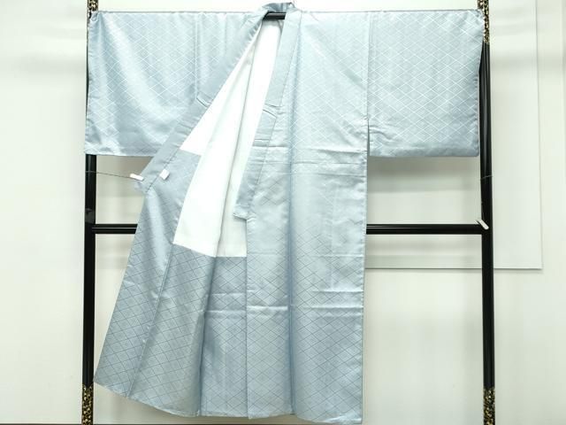 平和屋着物 上 男性 色無地 紋付き羽織 行灯袴セット キングサイズ 青磁鼠色地 花菱地紋 舞台衣装 洗える着物 CZAA3657s5