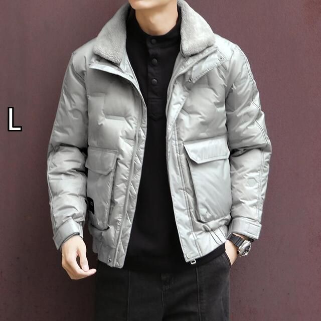 [L]メンズ 服 シンプル ファッション オシャレ 大人 かっこいい 大きいサイズ ストリート 紳士服 ダウン ジャケット 冬 軽 厚手 ホワイト ダック ダウン トップス テリー 暖かい
