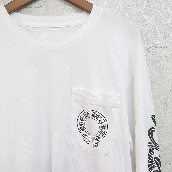 CHROME HEARTS 長袖Tシャツ ホワイト クロムハーツロングTシャツCHクロスホワイト|クロムハーツ通販