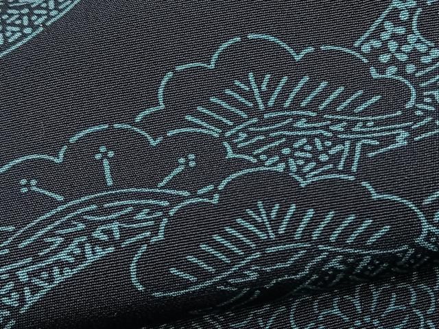 平和屋着物▽上質な小紋 単衣 藍 型絵染 亀甲松文 正絹