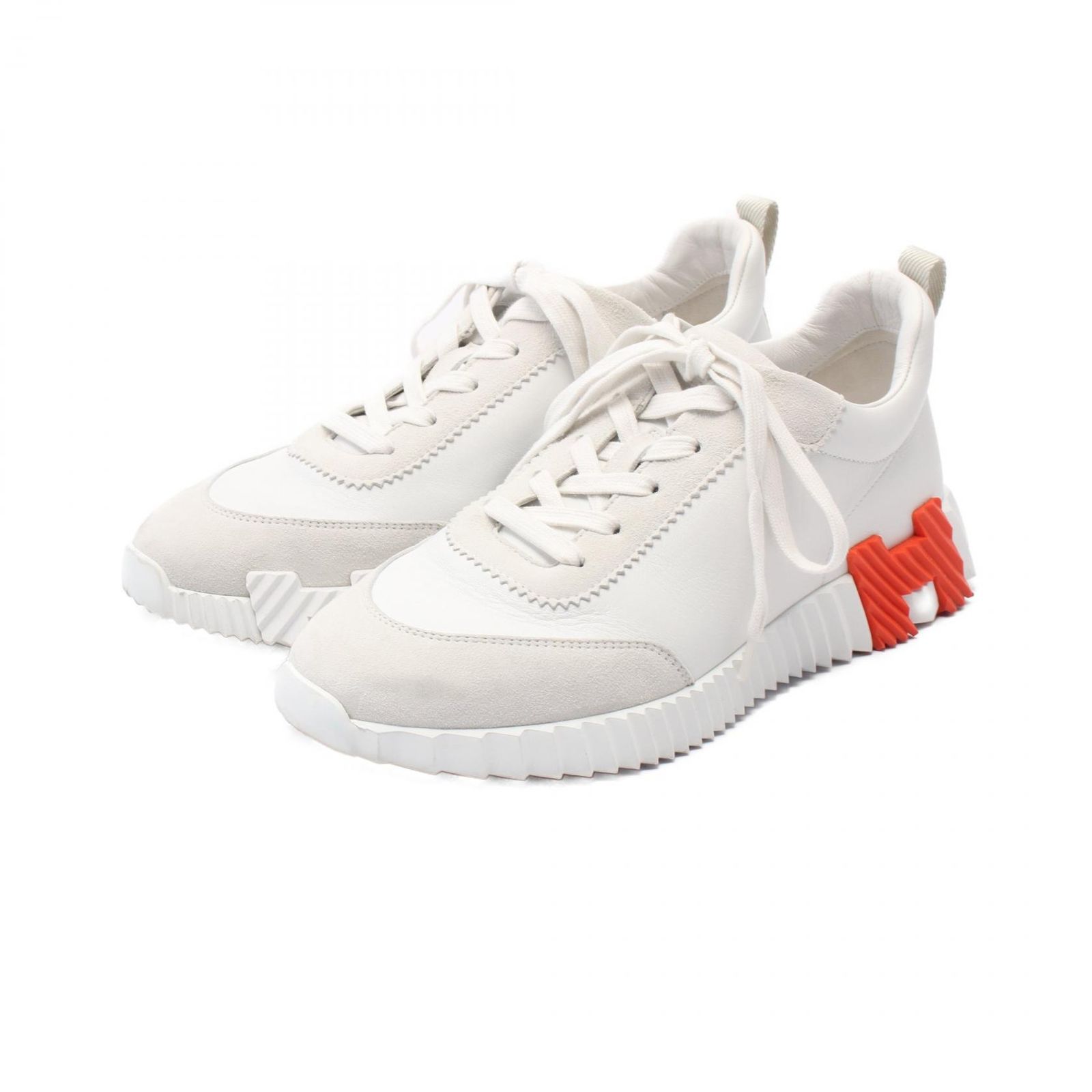 エルメス HERMES スニーカー バウンシング ホワイト レザー スウェード