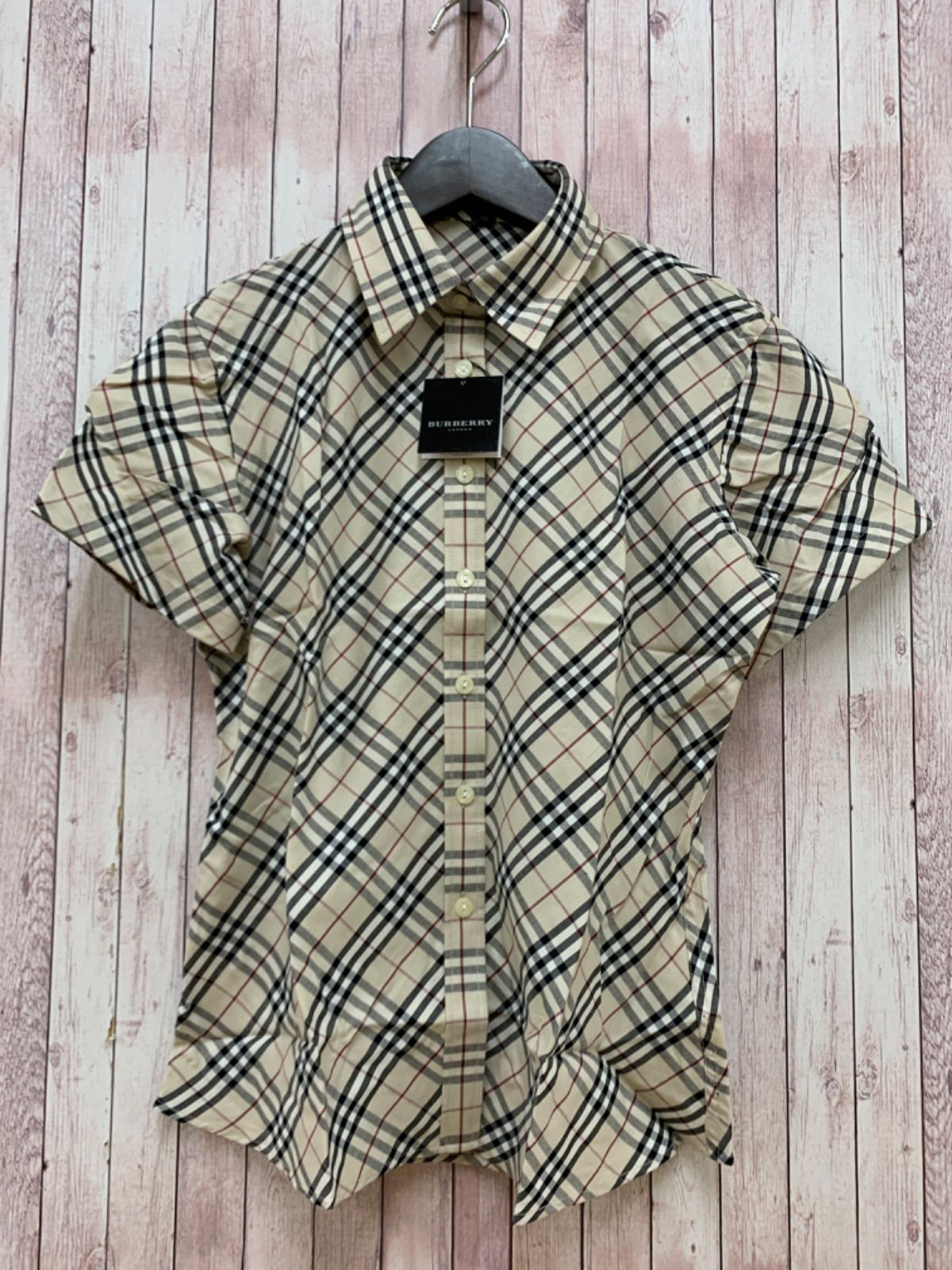 ☆未使用 BURBERRY バーバリー 半袖シャツ M チェック マカオ製