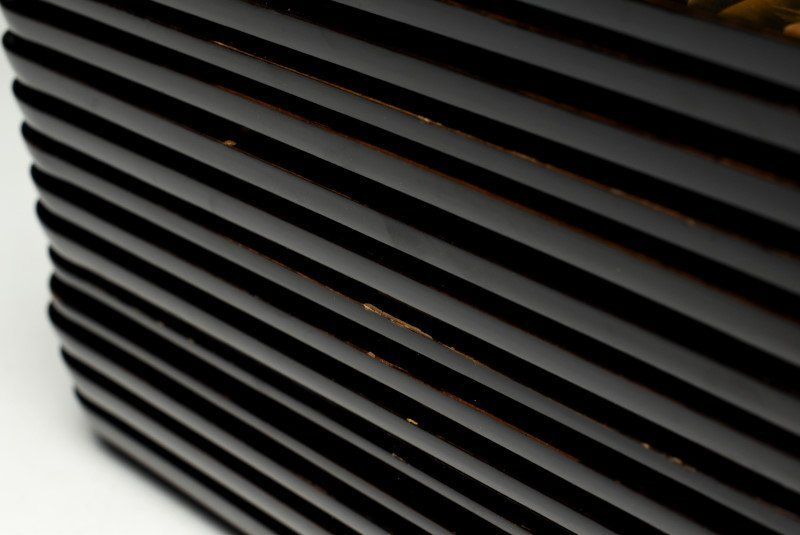 木製黒塗蒔絵 人物風景図