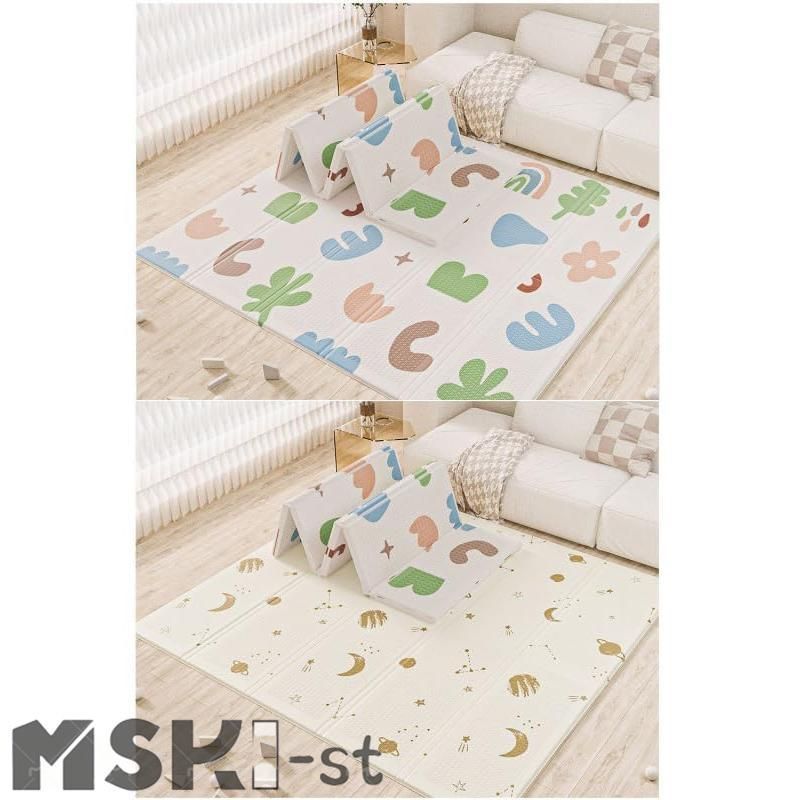 ベビープレイマット ロールタイプ ロールマット リバーシブル 180x200x2cm ベビーマット XPE材質 縁取り 軽量 厚手 折り畳み式 滑り止め 防