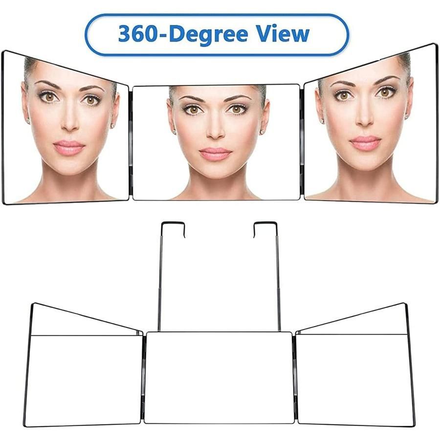 三面鏡 化粧鏡 壁掛け 洗面台 収納 ホワイト 大きい 化粧鏡 折りたたみ式 賃貸 セルフカット 女優ミラー 調節可 折り畳みミラー - メルカリ