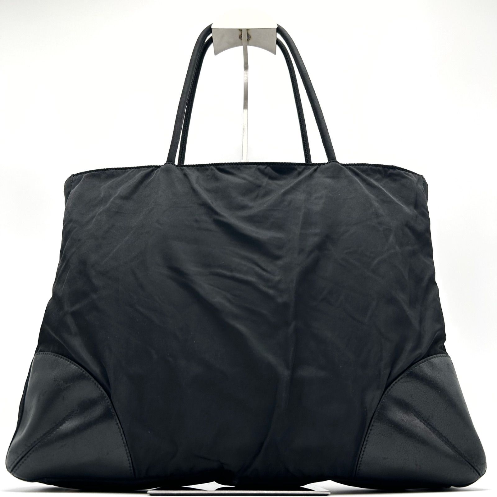 美品 PRADA プラダ トートバッグ ハンドバッグ 三角ロゴ プレート 