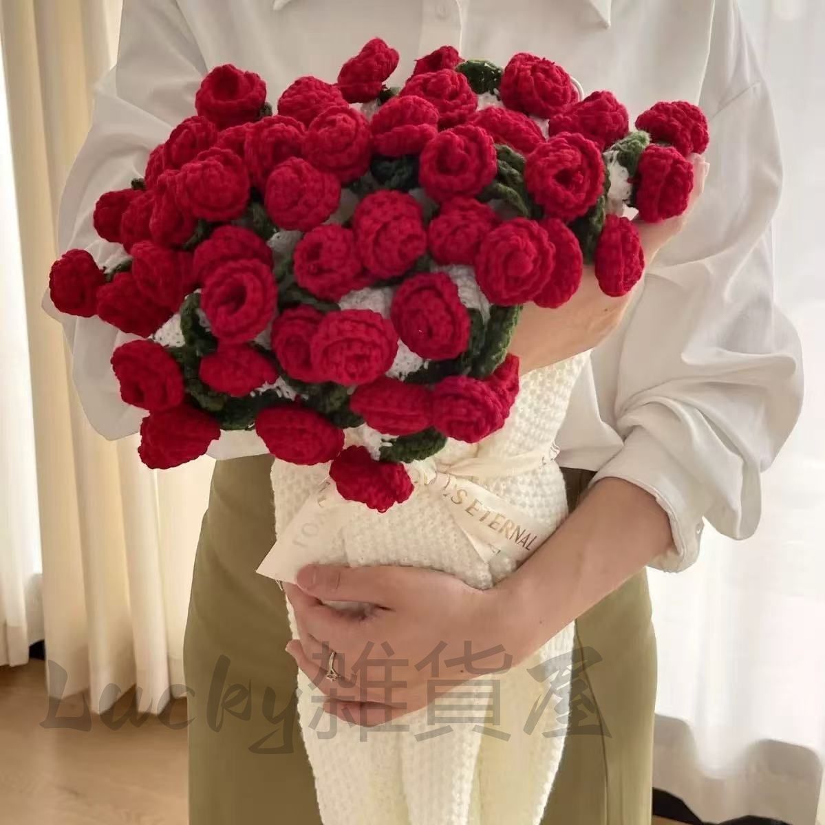 かぎ針編みフラワーローズブーケブランケット、ソフトで軽量、手作りの