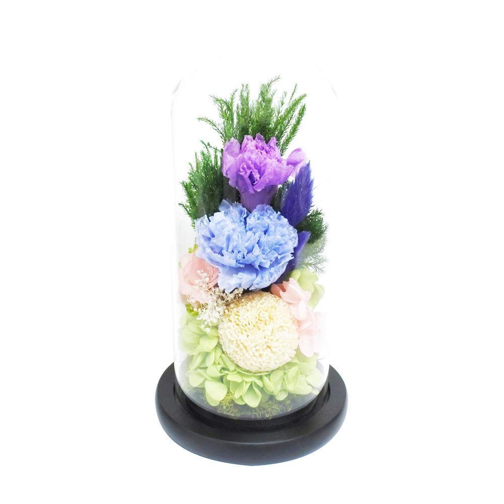 プリザーブドフラワー仏花 お供え花 お仏壇用 ガラスドームアレンジメント C20079L 天音（あまね）