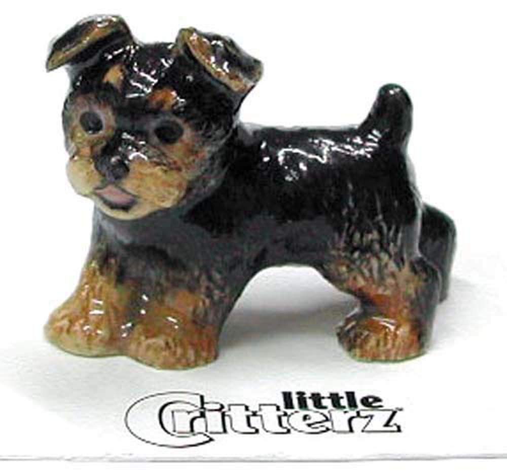 Little Critterz Dog - ヨークシャーテリア スモーキー - ブラック ホームインテリア 動物 ミニチュア 磁器の置物 