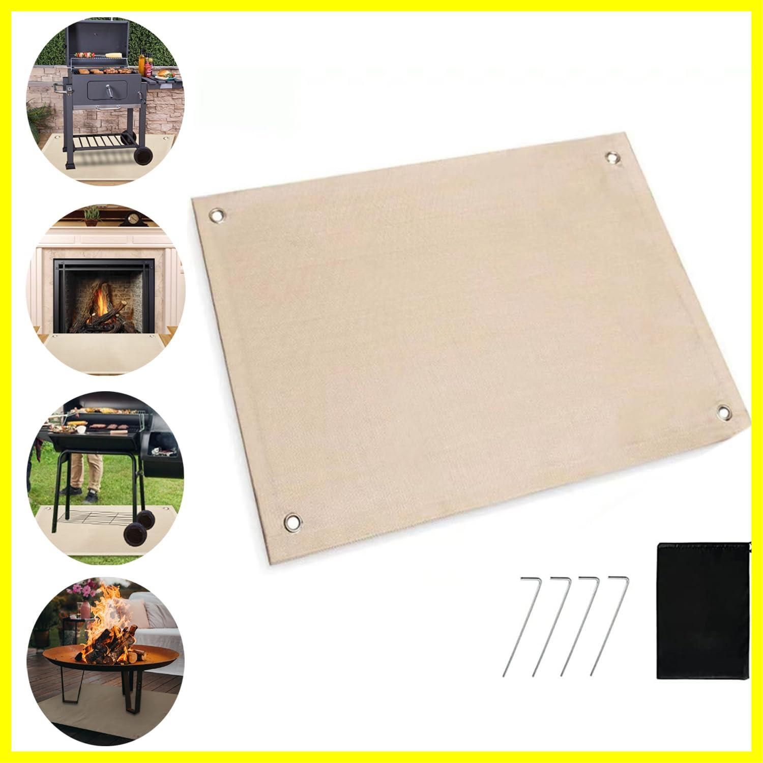 【特価商品】焚き火シート スパッタシート60x80 cm BBQフロアマット、デッキパティオプロテクターマット、屋内暖炉マットファイアピット