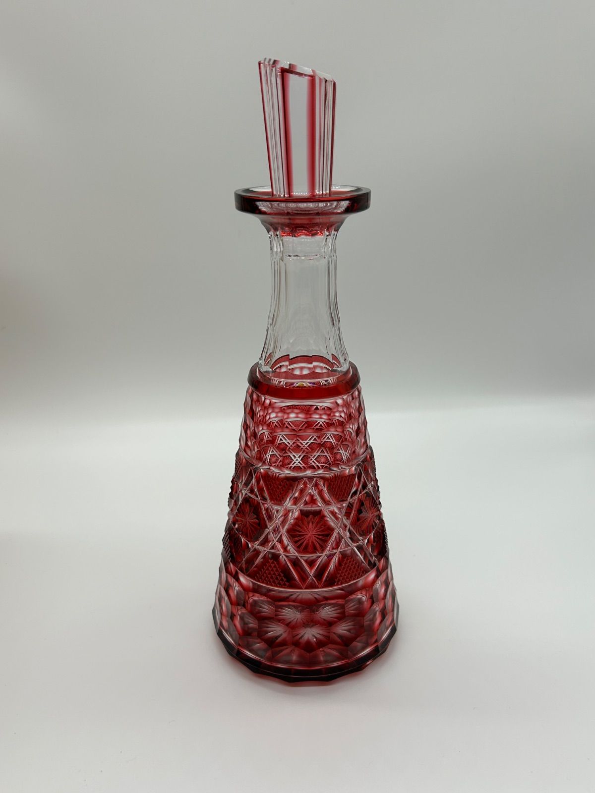 島津磯斉 薩摩切子色被せガラス 冷酒グラス揃 共箱 高7㎝東Y7-0902