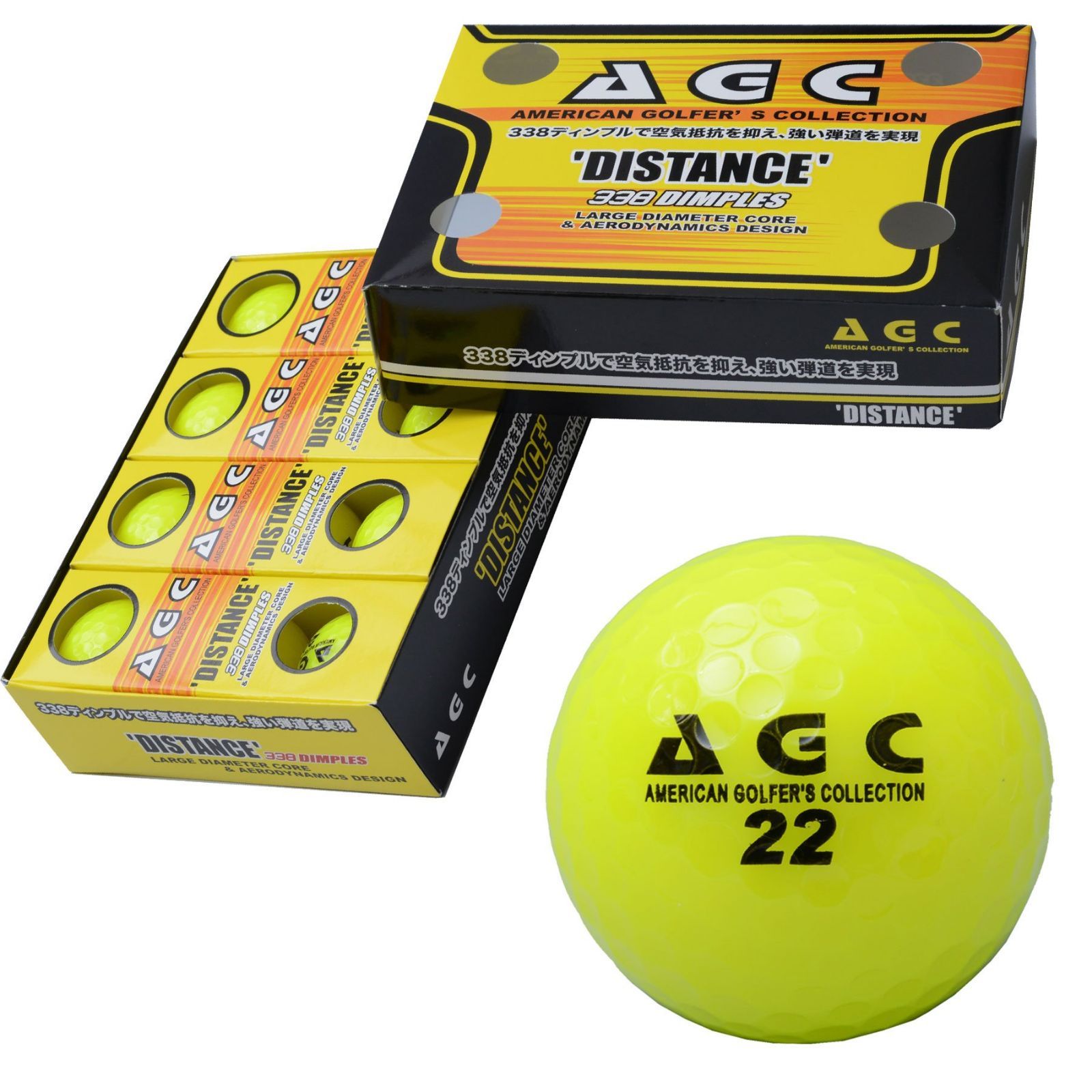 【在庫処分】LEZAX(レザックス) ゴルフボール AGC 2ピース 1ダース(12個入り) ネオンイエロー AGBA-4714 YE