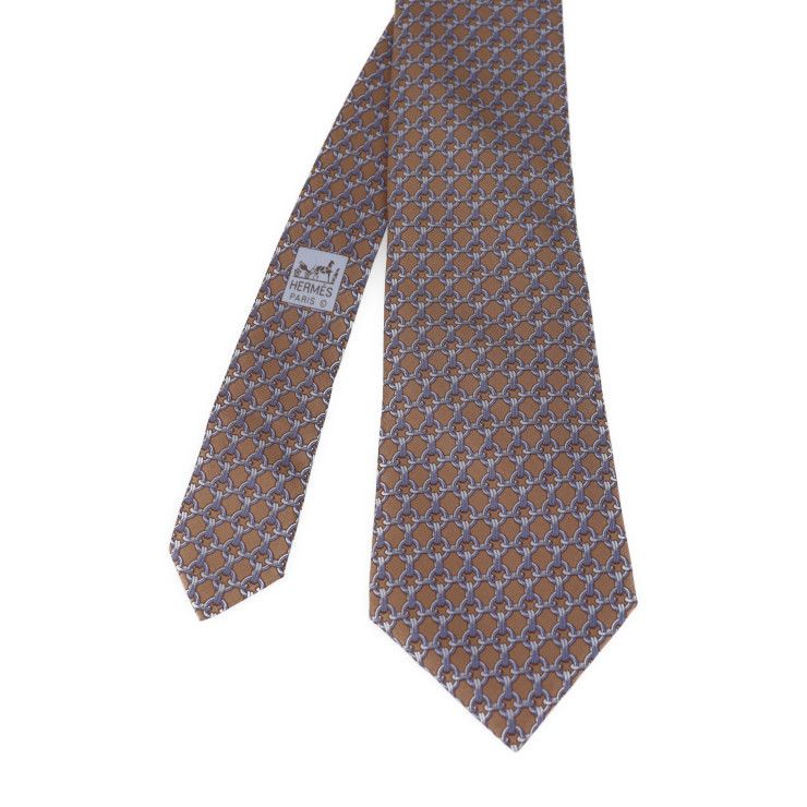 エルメス HERMES ネクタイ 総柄 シルク フランス製 ベージュ 59 エルメス HERMES ネクタイ 総柄 シルク フランス製 ベージュ 59