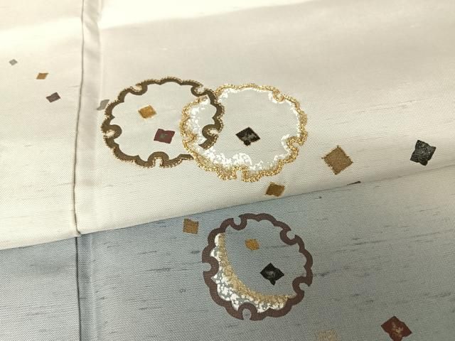 牛首紬 白山工房 市川純一郎 落款入 付け下げ 手刺繍 金彩 正絹 躾糸付き 白山工房×市川純一郎】 【本場牛首紬】 特選本手加工友禅紬地